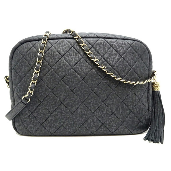 Chanel Fringe Skin Black Bag Chain Caviar Shoulder - Picture 1 of 9